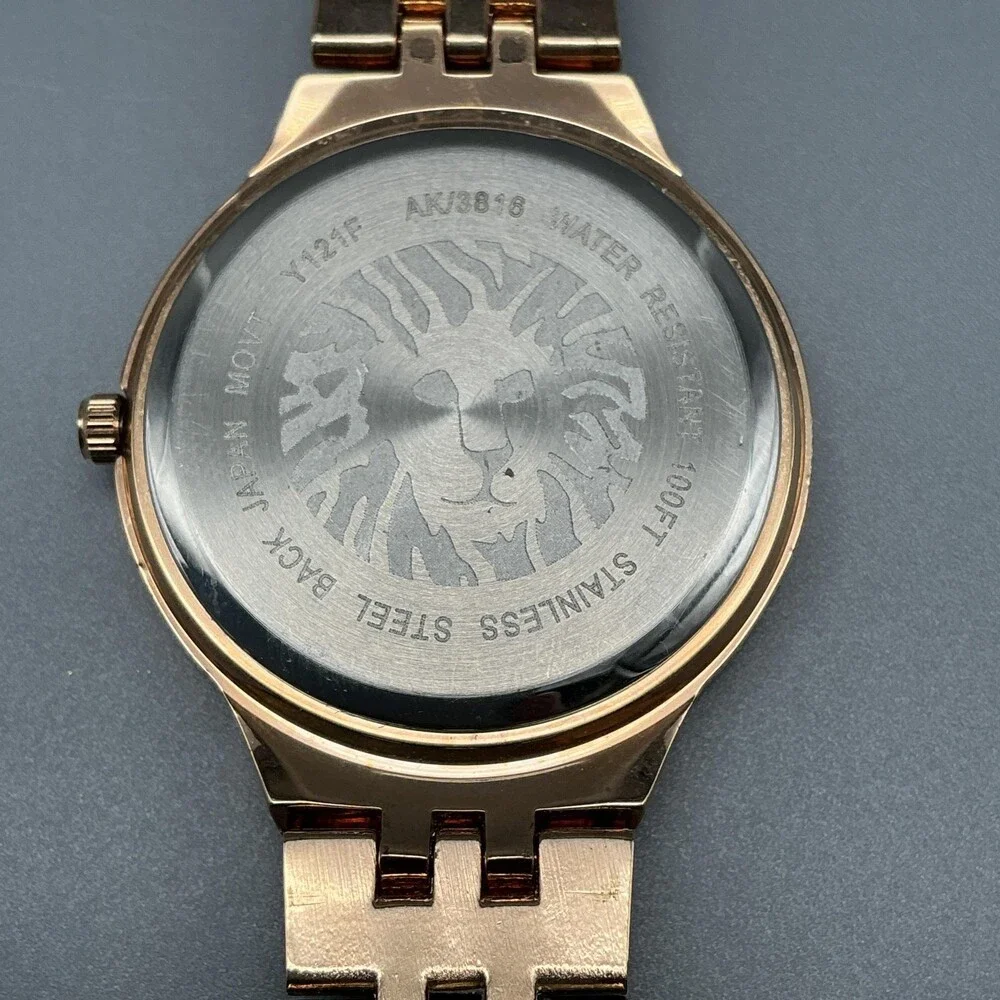 Anne Klein AK/3816 Womens Watch 34mm Rose Gold Tone Crystals New Battery 7.25